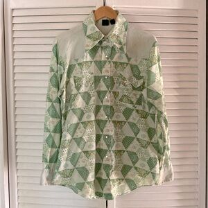 Vintage Men’s Paisley Patchwork Button Down Shirt